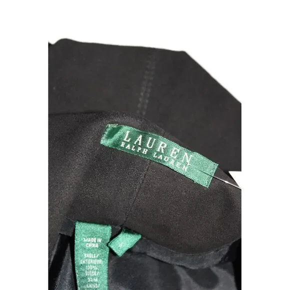 Lauren Ralph Lauren Women's Hook Closure Suede Flare Mini Skirt Black Size 6 - Picture 5 of 7